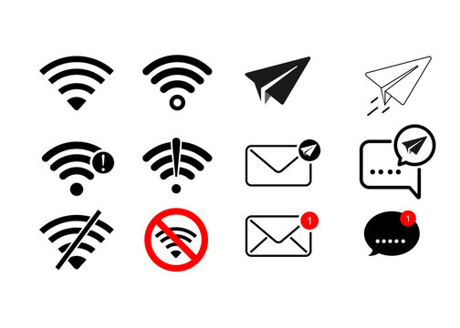  Status bar  of Mobile Device. Message alert on mobile device and smart phone. Network status bar display on mobile device.