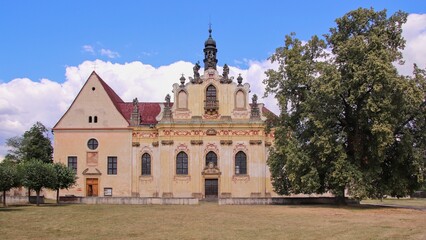 Fototapeta na wymiar A view to the monastery at Mnichovo Hradiste, Czech republic