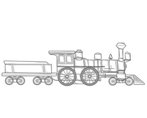 Old steam locomotive in isolate on white background, vector illustration