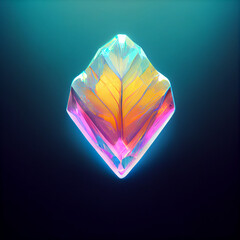 A illustration of a neon glooming cristal on a dark background