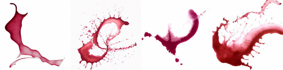 Red wine abstract splash on white background