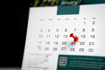 pin on calendar. concept of appointment important date notification an appointment with your doctor...