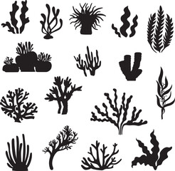 corals and seaweed silhouette clip art