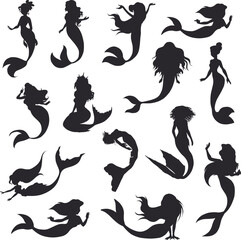 Fototapeta premium Mermaid sea animal clip art silhouette
