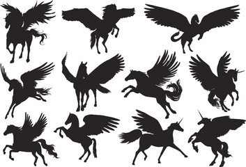 Pegasus unicorn animal clip art silhouette