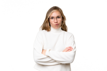 Young blonde woman over isolated background feeling upset