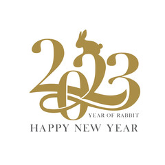 Happy new year and chinese new year 2023. year of the rabbit. Vector illustration