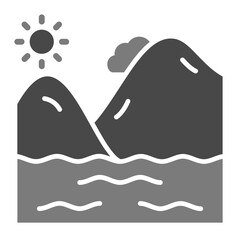 River Greyscale Glyph Icon