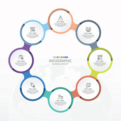 Fototapeta premium Basic circle infographic with 8 steps, process or options.