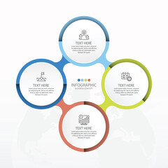 Basic circle infographic with 4 steps, process or options.