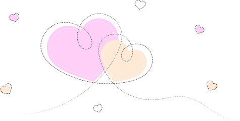 Banner with hearts in thin lines.