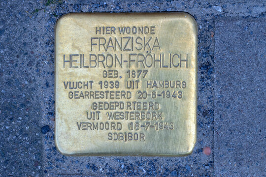 Stolperstein Memorial Stone From Franziska Heilbron-Frohlich At Amsterdam The Netherlands 17-7-2021