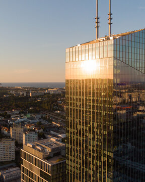 skyscrapers at sunset olivia star in gdansk