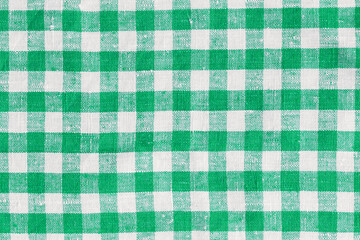 Breakfast Natural Linen Country Plaid Tartan Kitchen Fabric Material Abstract Check Texture Background Texture, Green And White. Flannel Tartan Patterns. Trendy Tiles Photo. Print Scottish Square