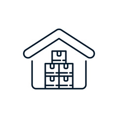 Warehouse concept with products. Vector icon isolated on white background.