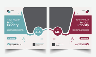 Medical healthcare social media design post template.