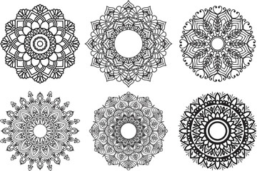 Beautiful mandala artwork,Mandala Art design in circle,mandala decoration pattern set 6 in 1 design
