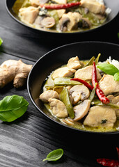 Thai green curry with chicken and vegetables