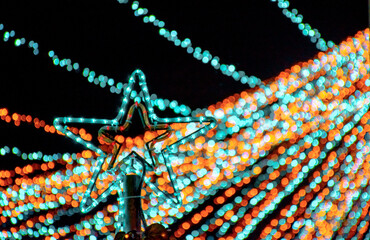 christmas lights. christmas star. christmas lights in the shape of a star. illuminations....