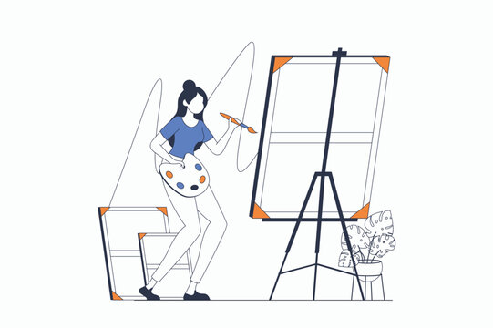 artist painting on canvas, minimalist style clip art preview