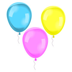 Color flying balloons isolated on a white background