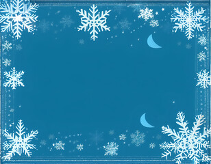 Winter Snowflakes Background for Winter in the shades of Blue, Background Image With Copy Space Area, Blank Editable Background for Texts | Generative Art