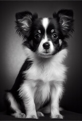 Cute black and white puppy image created with Generative AI technology
