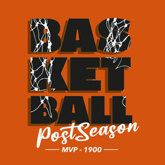t-shirt design basketball with net postseason - obrazy, fototapety, plakaty