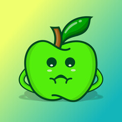 Green Apple Character Isolated Design EPS Vector Cartoon Style