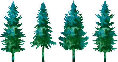 green spruce silhouette, pine tree design vector