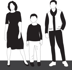 silhouette black and white family design