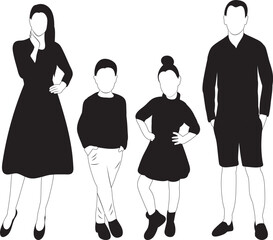 silhouette black and white family design vector