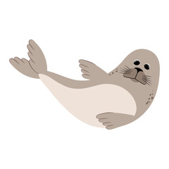 Cute seal in flat style. Sea animal on a white background.