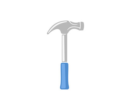 Hammer with a rubberized handle, tool, nail puller, carpenter and joiner's tool, graphic design. Work and construction tool, renovation, repair and repairing, vector design and illustration
