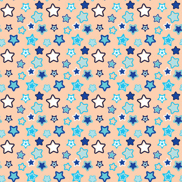 seamless pattern with stars. Ornament for gift wrapping paper, fabric, clothes, children textile, surface textures, scrapbook. Christmas star. Vector illustration. Modern swatch paint  birthday card