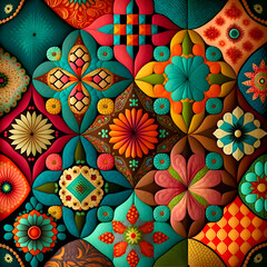 Fototapeta na wymiar Patchwork Textile, Sarilmak, multicolor background.