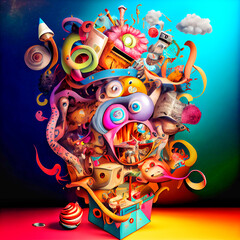 Fototapeta premium Midjourney abstract render of a mental disorder