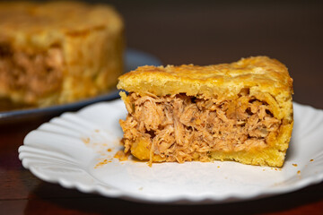 turkey pot pie isolated in selective focus and fine details