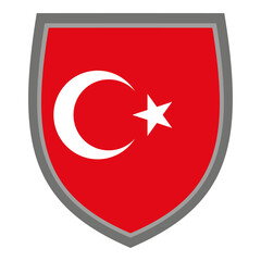 Shield with the colors of Turkey flag - original RGB color - icon turkish shield cut out - obrazy, fototapety, plakaty