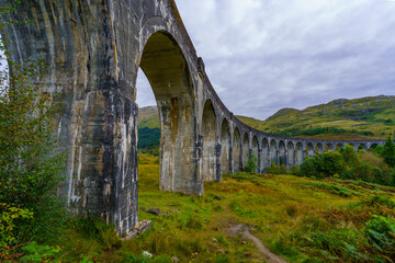 Fototapeta na wymiar Glenfinnan Viaduct and surrounding landscape