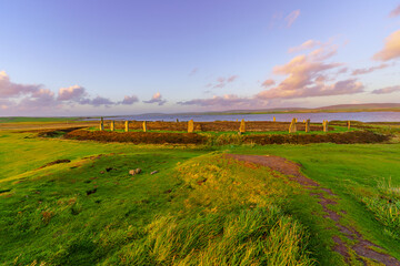 Sunset view of the Ring of Brodgar Stone Circle