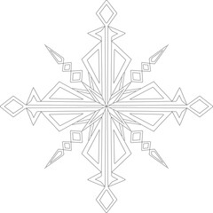 christmas snowflake on white background coloring book doodling 