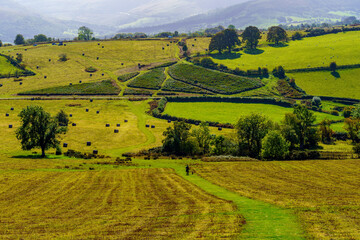 Haystack and countryside in Brecon Beacons National Park
