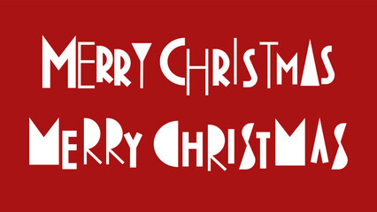 Merry Christmas, abstract geometric inscription on a red background. Original geometric style
