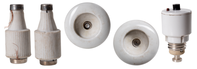 Ceramic fuses used in the household on an isolated background.