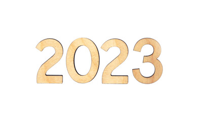 Wooden figures isolated on white background. copy space. Christmas celebration. 2023