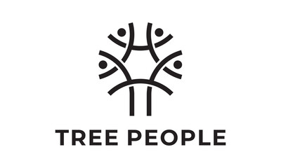 abstract tree people logo. teamwork, social network icon vector design.