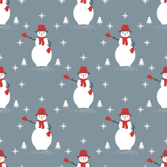 Christmas snowman. Pattern. Illustration 1.
