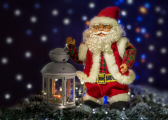 Mikołaj z latarenką - obrazy, fototapety, plakaty