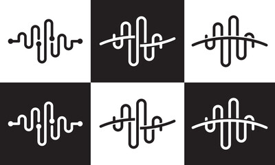 music logo set. sound wave concept, audio technology, shape abstract vector design